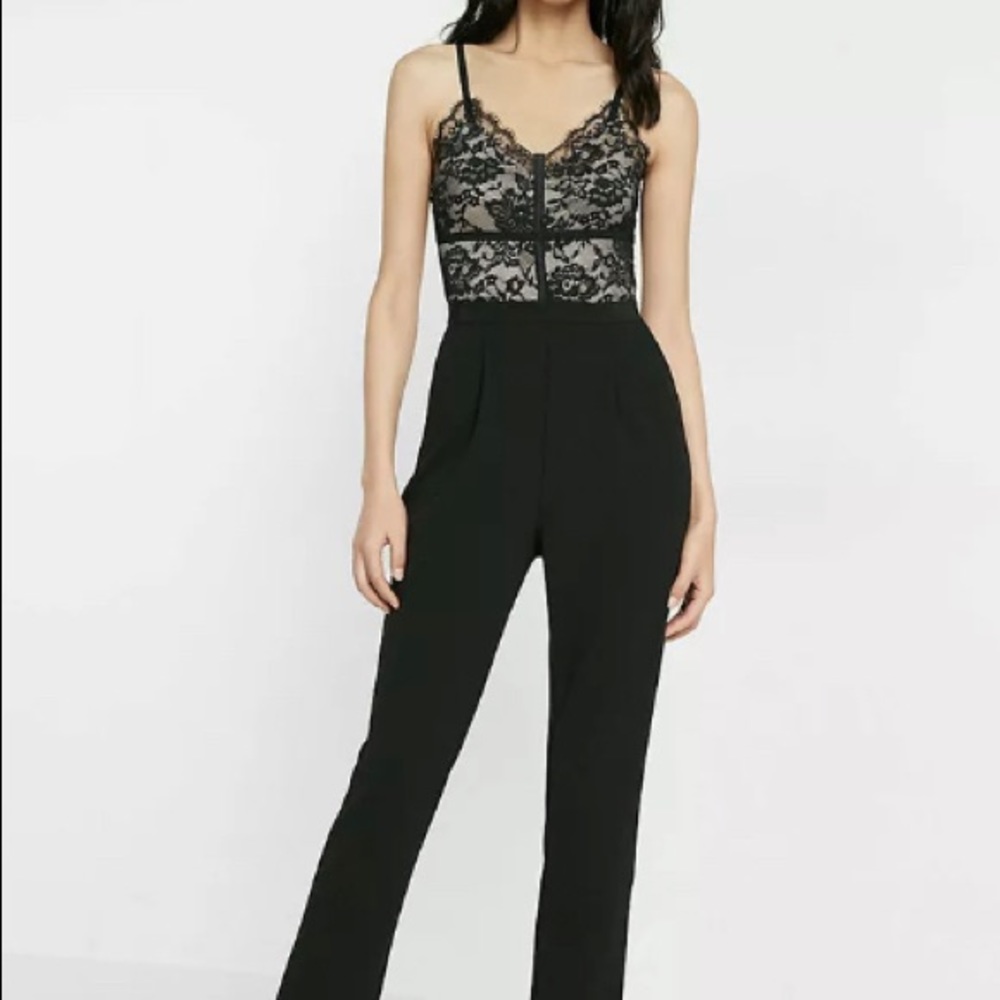 NWOT express piped lace cami jumpsuit black 14